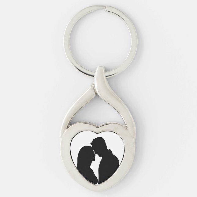 ROMANTIC COUPLE SILHOUETTE KEYCHAIN (Front)