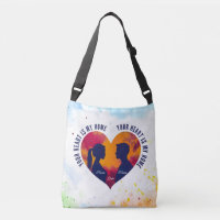 Romantic Couple Sunset Heart Watercolor Cross-Body