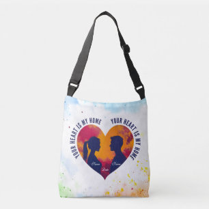 Romantic Couple Sunset Heart Watercolor Cross-Body Crossbody Bag