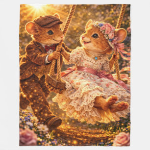 Romantic Couple Swing Gift Playful Spring Love Fleece Blanket