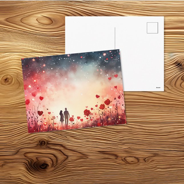 Romantic Couple Under Starry Sky Art Postcard (Creator Uploaded)