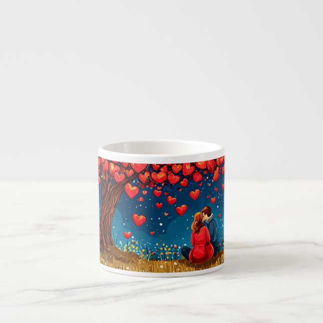 🌳 Romantic Couple Under Tree Silhouette ✨ Cozy 💞 Espresso Cup (Front)