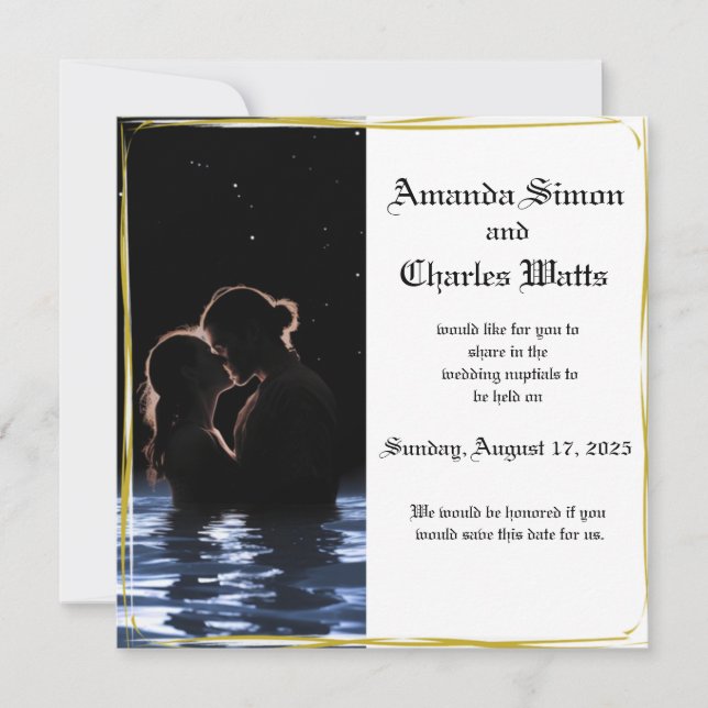 Romantic Couple Water Save the Date Invitation (Front)
