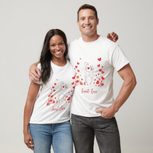 Romantic Couple With Floating Hearts T-Shirt