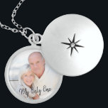 Romantic Couples Script Overlay Photo Locket<br><div class="desc">Beautiful sterling silver locket for your loved one, which you can personalize with your favourite photo. The romantic wording reads "My Only One" and appears over your photo as a black text overlay in modern script typography. A lovely keepsake for a silver wedding anniversary, engagement or special occasion. Please browse...</div>