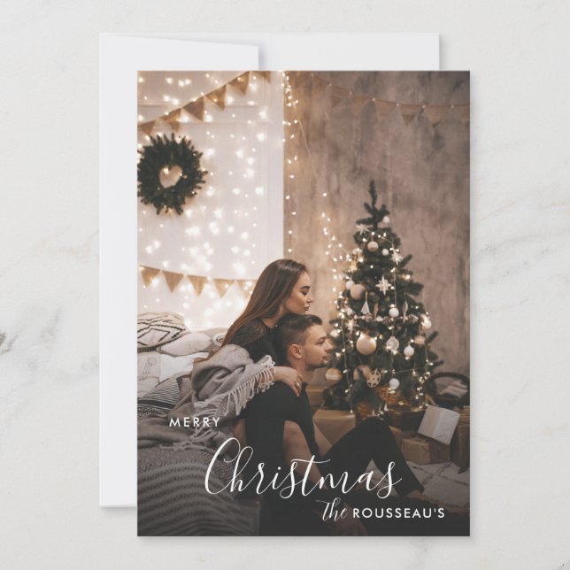 Romantic Cozy Christmas Holiday Photo Card (Front)