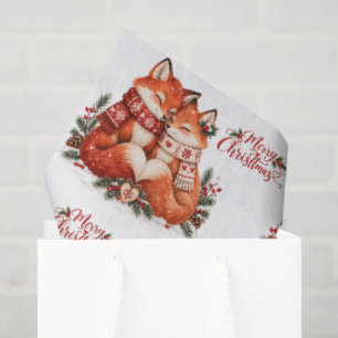 Romantic Cozy Fox Couple Scandinavian Christmas Tissue Paper