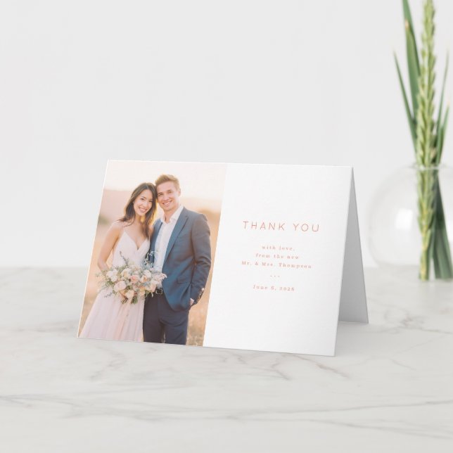 Romantic Cream Photo Thank You Card (Front)