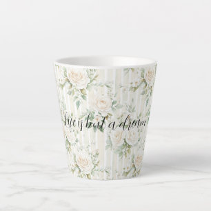 Romantic Cream Roses Floral Bridal Shower Wedding Latte Mug