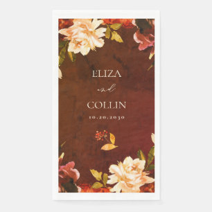 Romantic Creamy Fall Floral Wedding Napkin