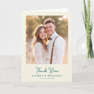 Romantic Creamy Minimalist Photo Thank You Card