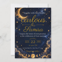 Romantic Crescent Moon Wedding Invitation