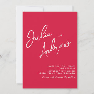 Romantic crimson red  QR Code Photo Wedding  Invitation