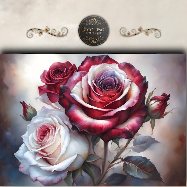 Romantic Crimson Rose Decoupage Tissue Paper (Romantic Crimson Rose Decoupage Tissue Paper)