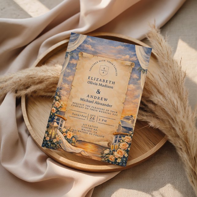 Romantic Cruise Sunset Wedding Invitation (Creator Uploaded)