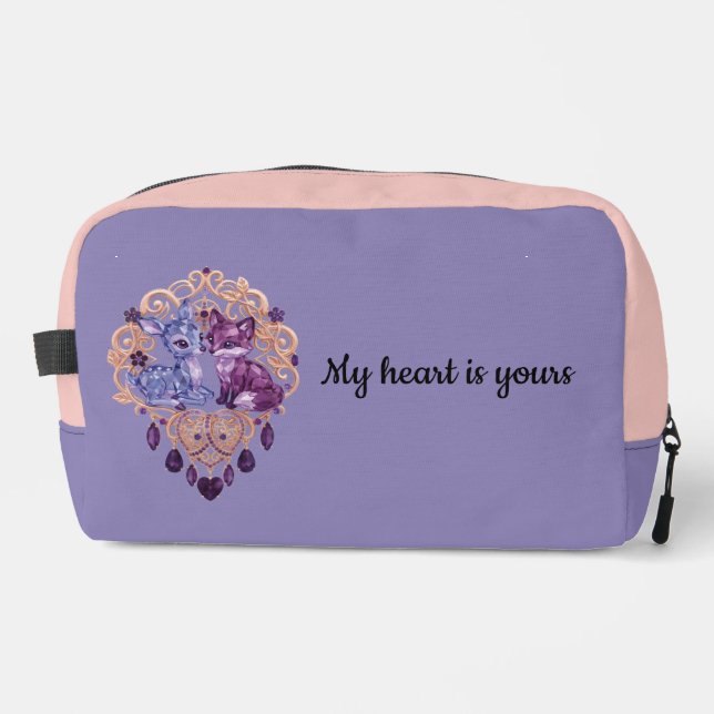 Romantic Crystal Animals Custom Couple Dopp Kit (Front)