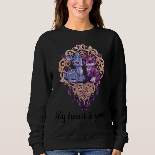 Romantic Crystal Animals Custom Couple Sweatshirt (Front)