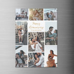 Romantic Custom Anniversary Photo Collage Magnet<br><div class="desc">Chic customizable photo collage magnetic card for your husband,  wife,  girlfriend,  or boyfriend on your anniversary. Add 9 of your favourite relationship,  engagement,  or wedding photos and order this magnet as a romantic gift for your partner. A beautiful personalized card full of memories.</div>