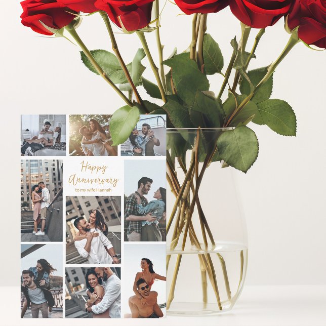 Romantic Custom Anniversary Photo Collage Modern Card (Creator Uploaded)