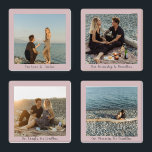 Romantic Custom Calligraphy Add Your Own Picture Coaster Set<br><div class="desc">A 4 piece set with the ability to personalize a different photo on each coaster against a blush pink background. The theme is endless love, boundless friendship, limitless laughs, and countless memories in a romantic calligraphy script. Easily customize photo and message of choice. Makes a unique wedding gift, housewarming, anniversary,...</div>