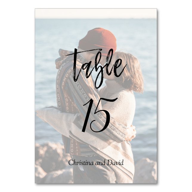 Romantic Custom Photo Personalized Modern Wedding Table Number (Front)
