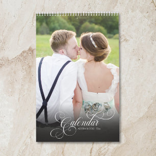 Romantic Custom Wedding Newlyweds Photo Calendar