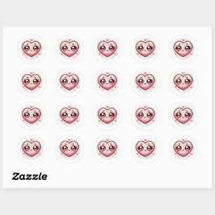 Romantic Cute  Heart face  Valentine's Day  Classic Round Sticker