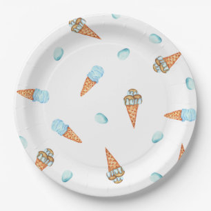 Romantic Cute  Ice Cream Birthday Paper Plates