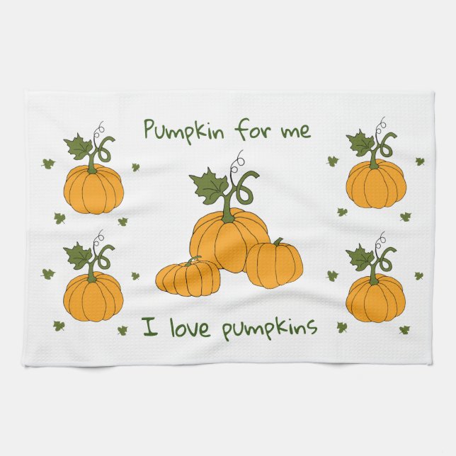 Romantic Cute orange pumpkin harvest    Kitchen Towel (Horizontal)