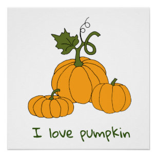 Romantic Cute orange pumpkin harvest Poster