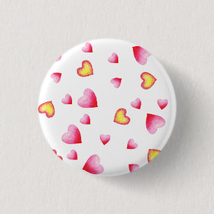 Romantic Cute Red Heart 1 Inch Round Button
