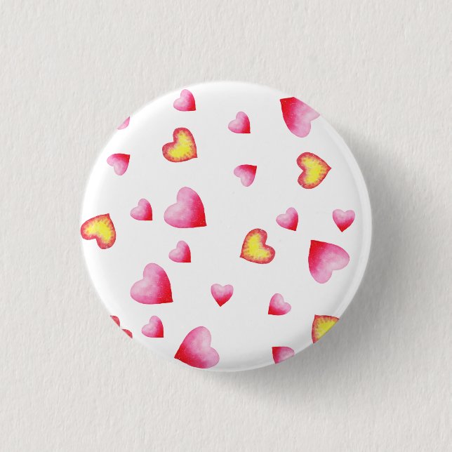 Romantic Cute Red Heart   1 Inch Round Button (Front)