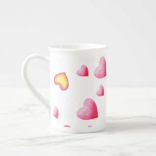 Romantic Cute Red Heart Bone China Mug