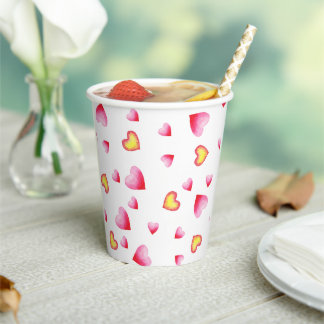 Romantic Cute Red Heart Paper Cups