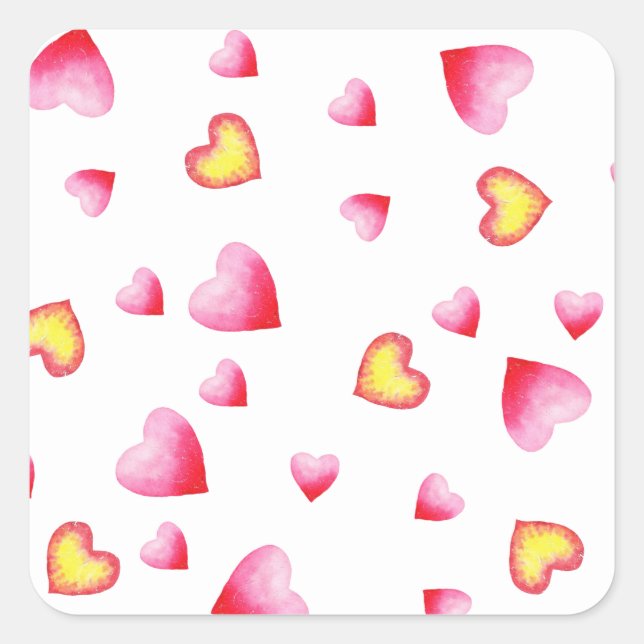 Romantic Cute Red Heart   Square Sticker (Front)