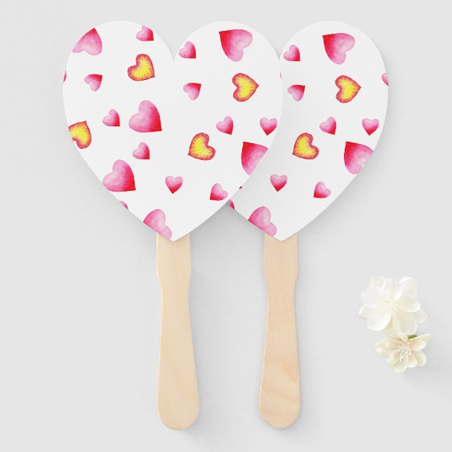 Romantic Cute Red Heart Valentine's Day   Hand Fan (Front and Back)