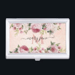 Romantic cute shabby Pink Glitter Rose Gold floral Business Card Holder<br><div class="desc">Romantic cute shabby Pink Glitter Rose Gold floral</div>