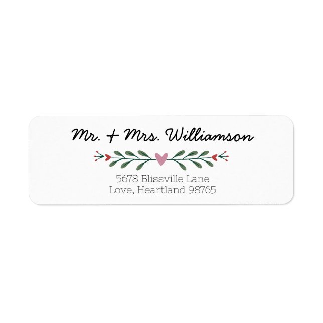 Romantic Cute Wedding Return Address Labels (Front)