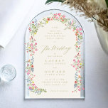 romantic dainty floral arch spring garden wedding acrylic invitations<br><div class="desc">Link Here To See Zazzle Review This Product https://www.youtube.com/watch?v=R1R26IzwDDg ***this design is part of a collection*** _______________________ this design template is fully editable and customizable by you the customer - click personalize further button if you wish to move, add, delete, or make significant changes to the design _______________________ *if you...</div>