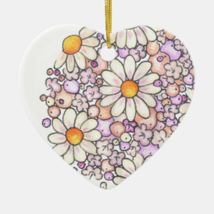 Romantic Daisies Ceramic Ornament