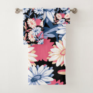 Romantic Daisy Flower in the Night Bath Towel Set