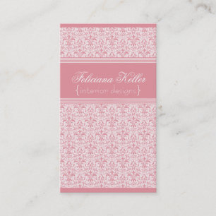 Romantic Damask Business Card, Pink Card