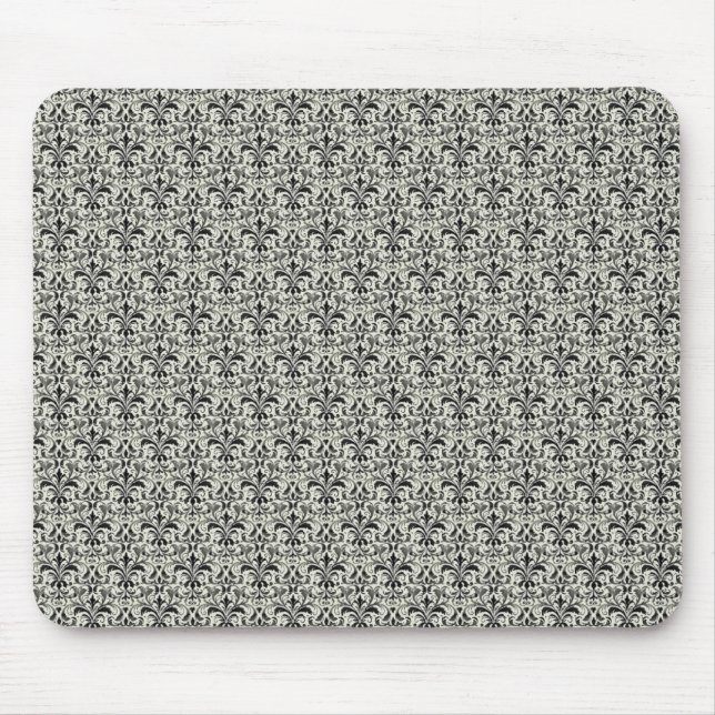 Romantic Damask Mousepad, Grey Mouse Pad (Front)