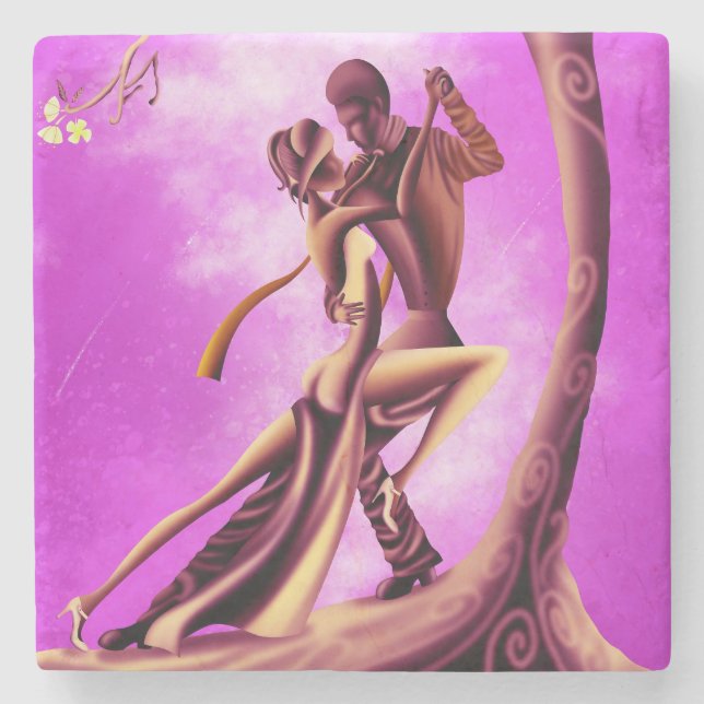Romantic Dancer under Moonlit Tree Stone Coaster (Front)