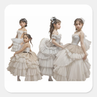 Romantic dancers square sticker