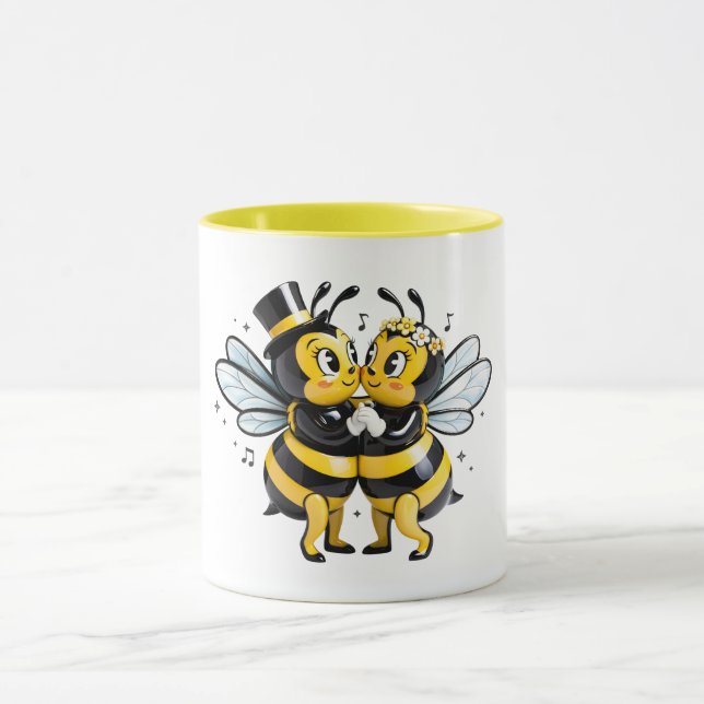 Romantic dancing bees mug (Center)