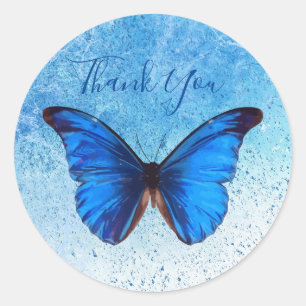 Romantic dark blue Butterfly Classic Round Sticker