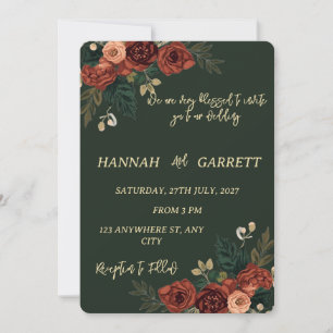Romantic Dark Garden Floral Wedding Invitation