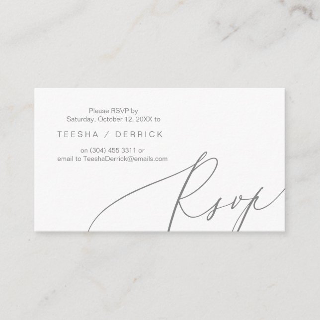 Romantic, Dark Grey, Invitation RSVP, respond (Front)