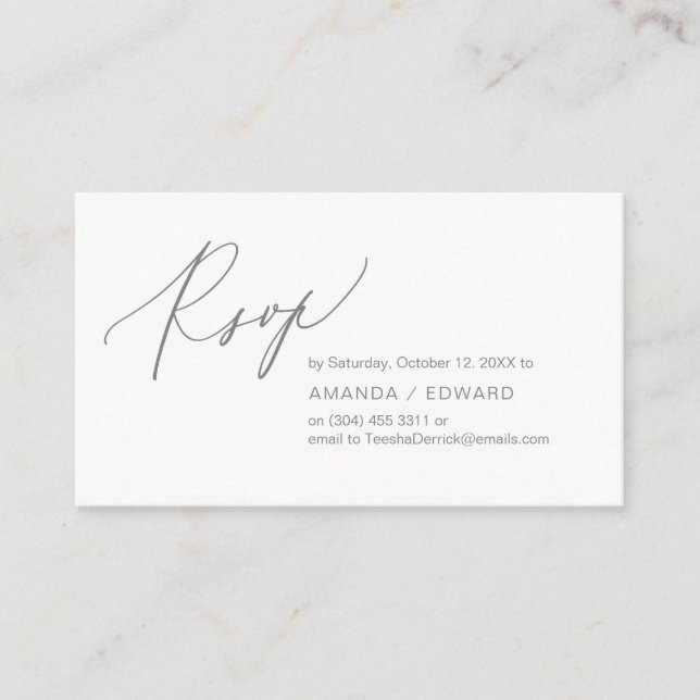 Romantic, Dark Grey, Invitation RSVP, respond (Front)
